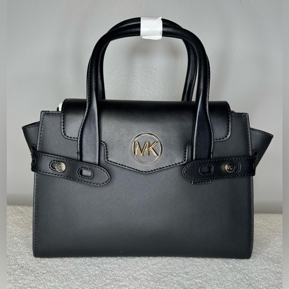 Michael Kors Carmen Medium Belted Black Satchel - Picture 2 of 6